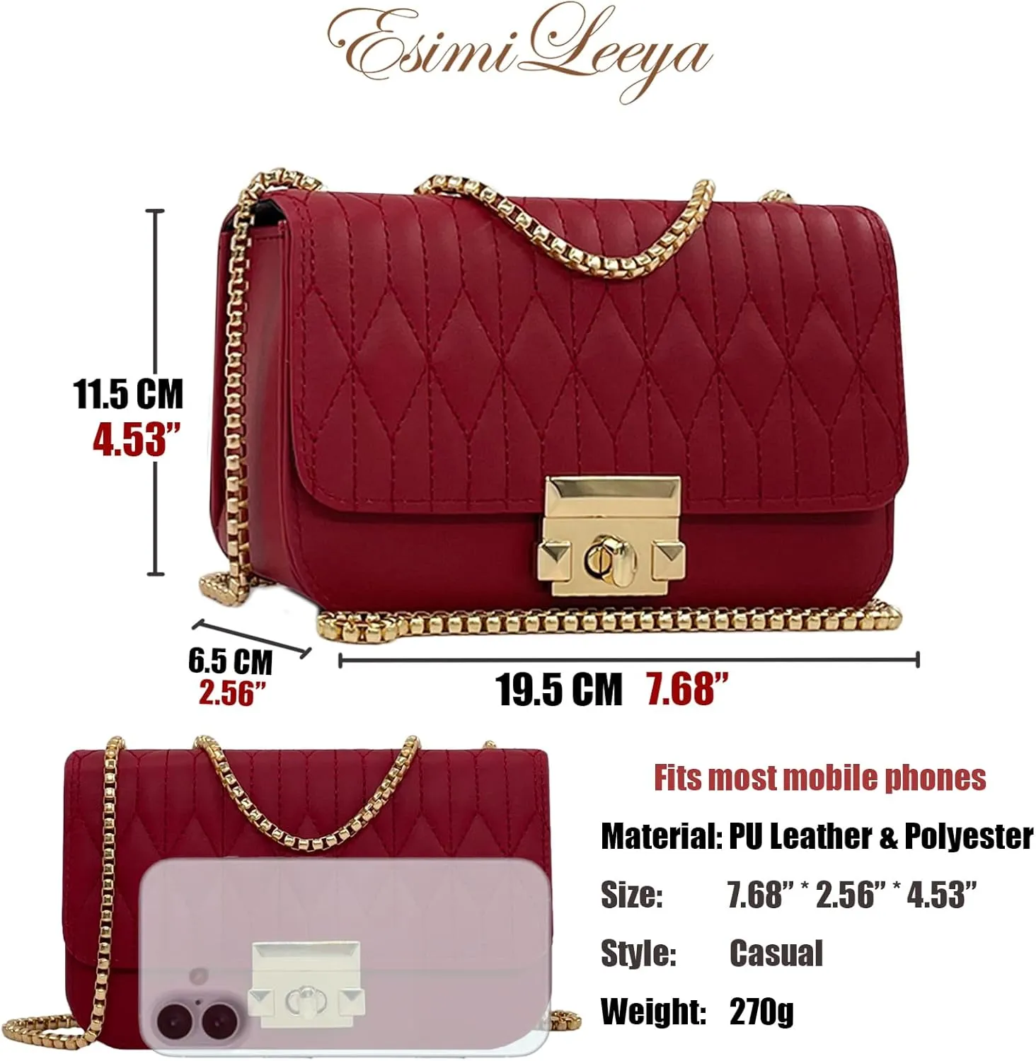 Small Mini Handbags for Women with Golden Chain Cross Body Purses for Women