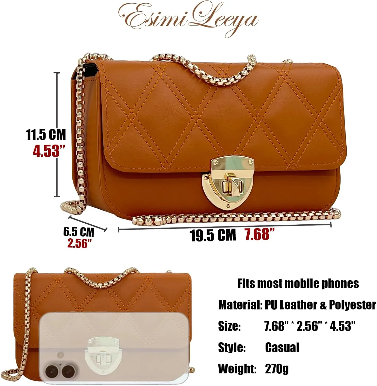 Small Mini Handbags for Women with Golden Chain Cross Body Purses for Women