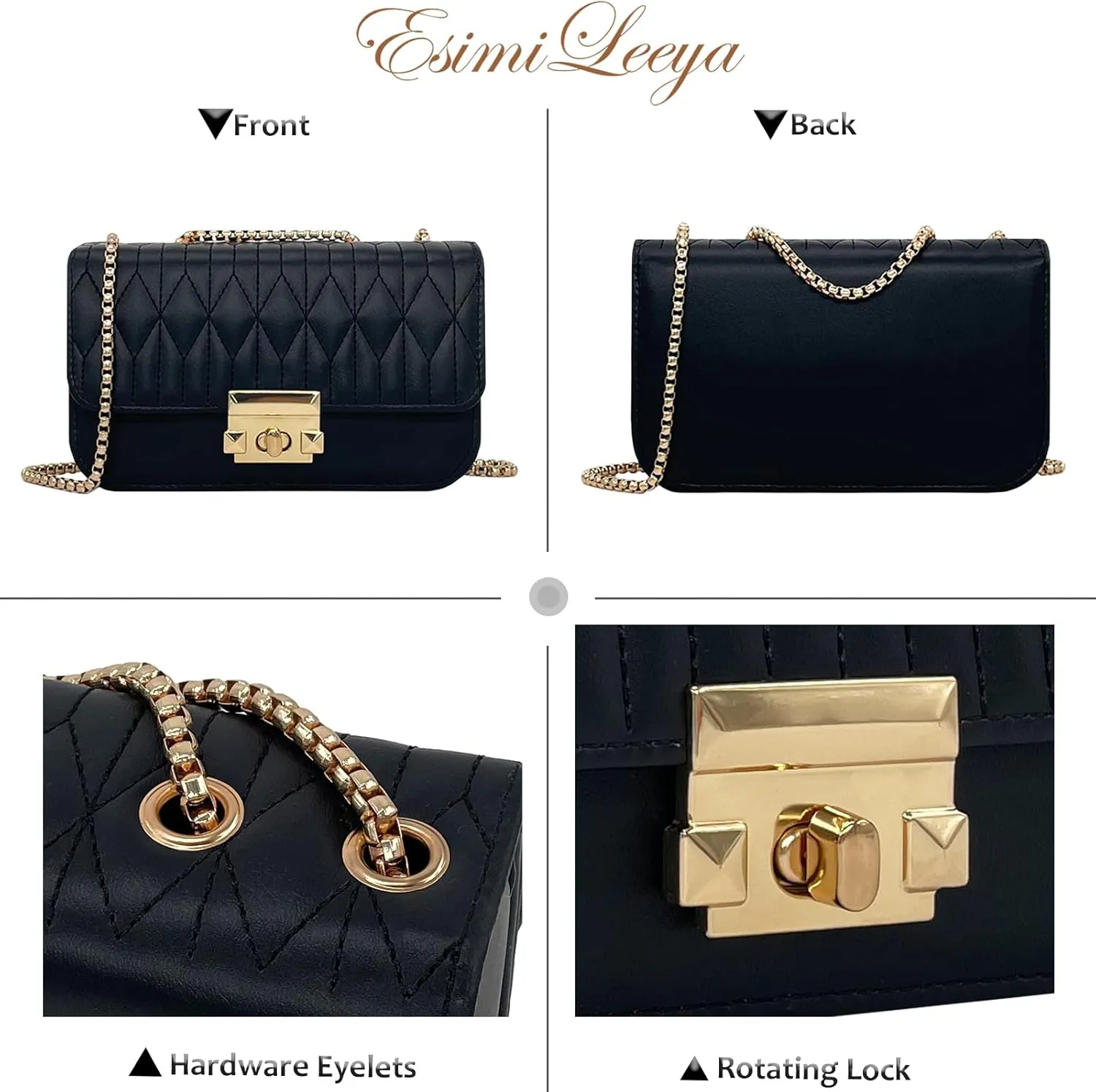 Small Mini Handbags for Women with Golden Chain Cross Body Purses for Women
