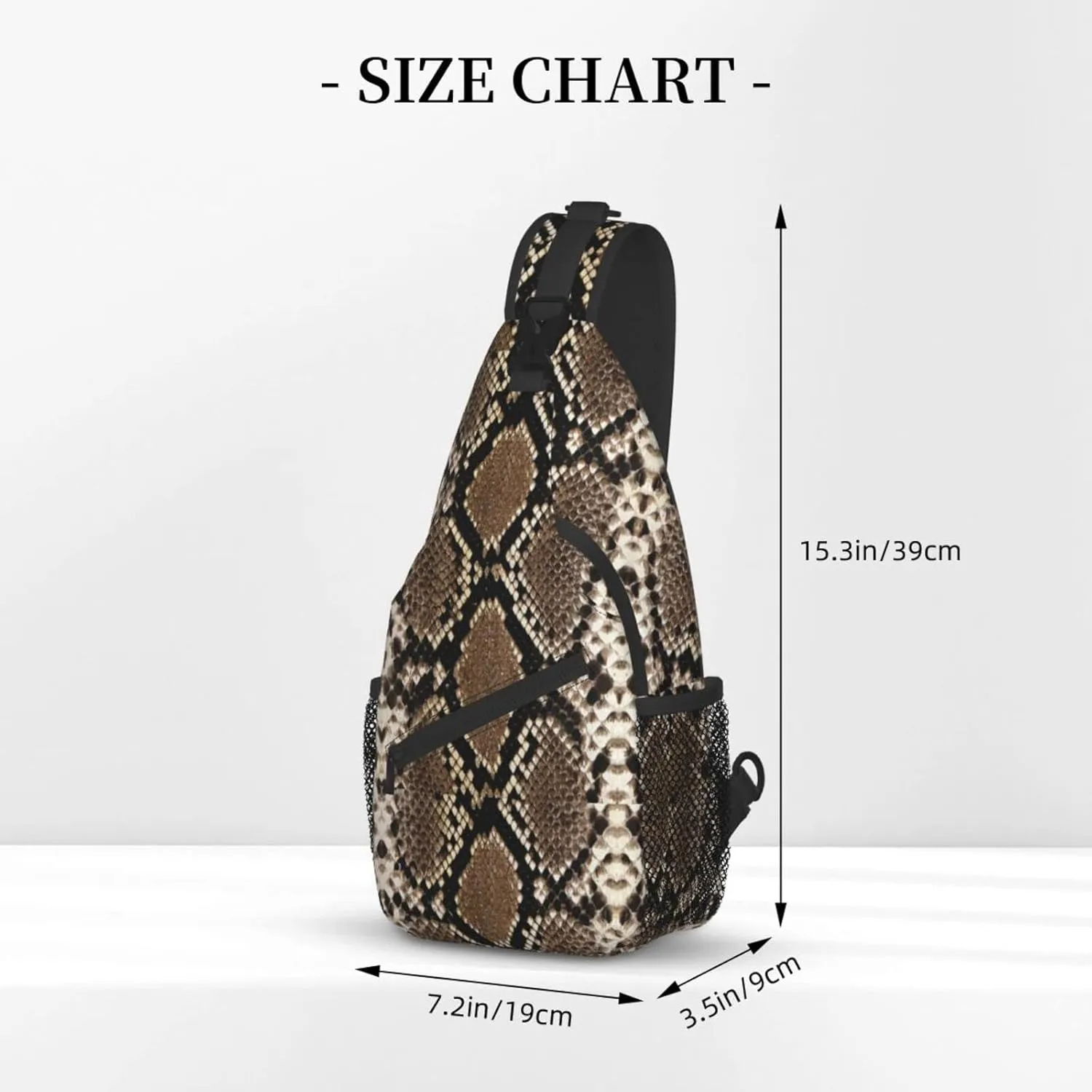 Snake Skin Sling Bag Animal Crossbody Chest Daypack Casual Backpack Women Shoulder Bag For Travel Picnic