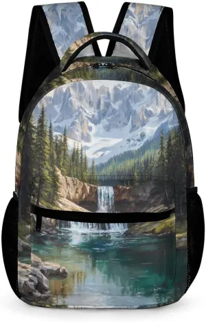 Snow Mountain Melt River Cute Backpack Shoulders Bag Casual Daypacks Travel Back Pack for Camping Hiking