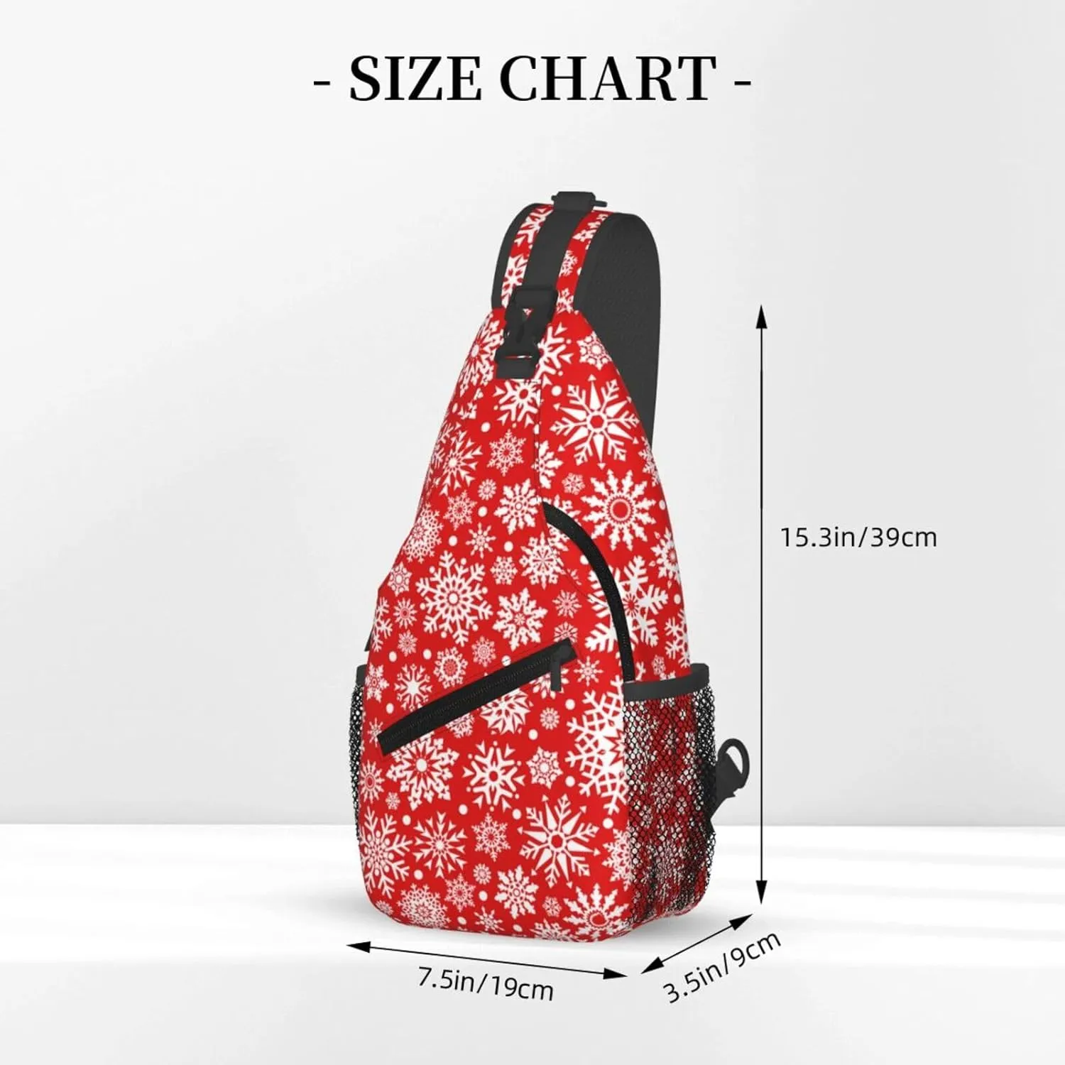 Snowflakes Christmas Red Cross Chest Bag Diagonally Hiking Crossbody Bag Travel Shoulder Daypack Lightweight Sling Backpack Cycling Daypacks Fitness Chest Backpacks