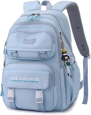 Solid Color Kids Backpacks for Girls School Bags, Elementary Bookbags Girls Backpacks Casual Daypacks, D-Blue
