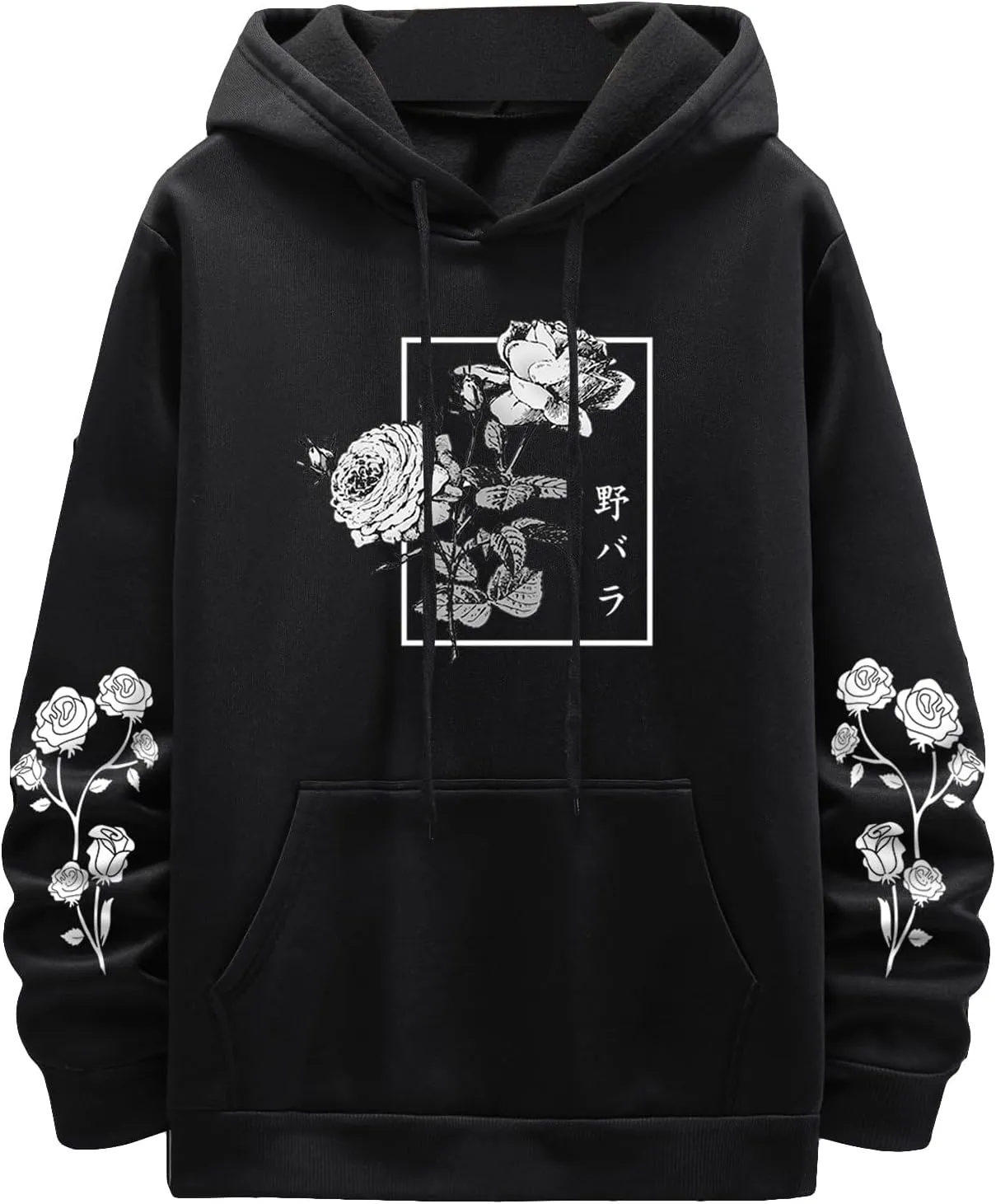 SOLY HUX Men's Floral Print Casual Graphic Hoodies Drawstring Long Sleeve Pullover Sweatshirt