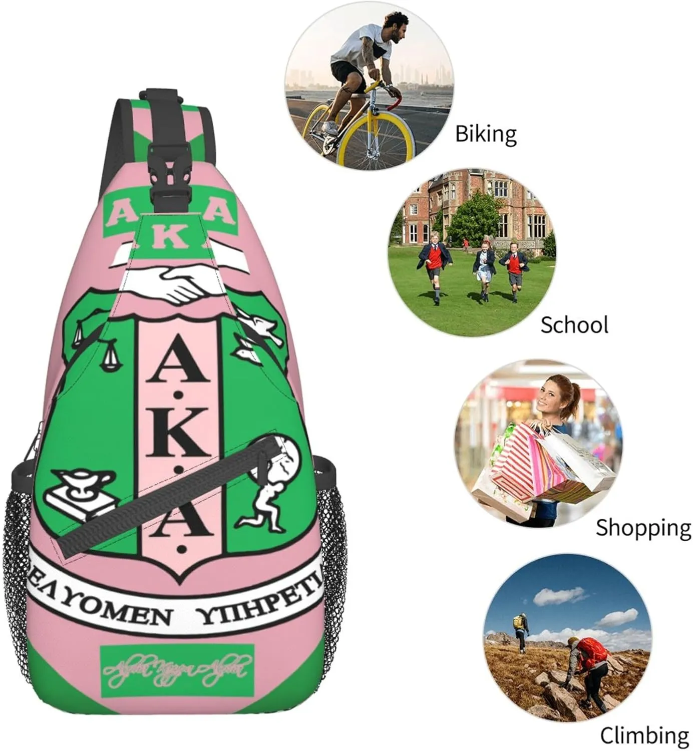 Sorority Gifts Unisex Crossbody Backpack Sling Bag chest bag for Hiking Traveling Outdoor Daypack