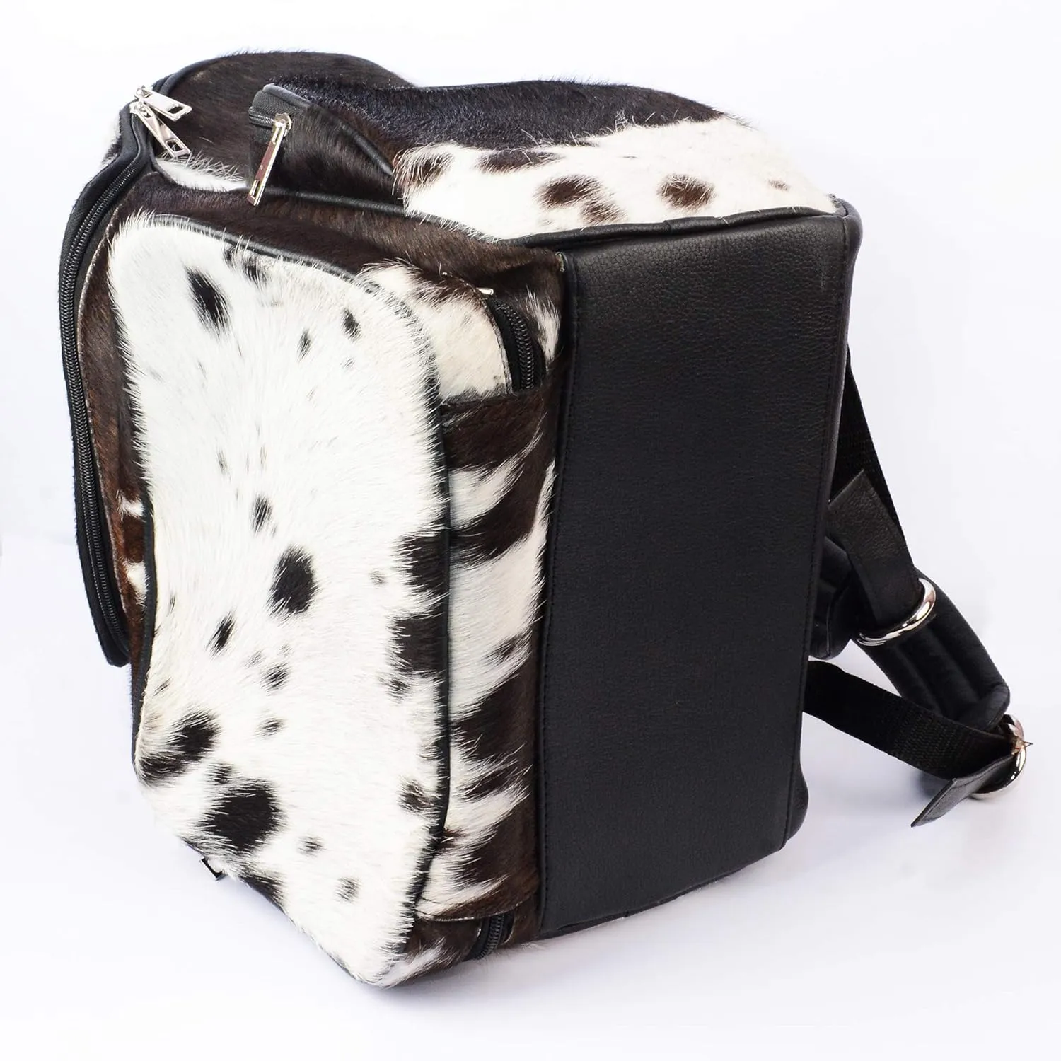 SpazeUp diaper bag - Cowhide Backpack Hair On Brown and White Knapsack Travel Shoulder Bag Dark Brown & White