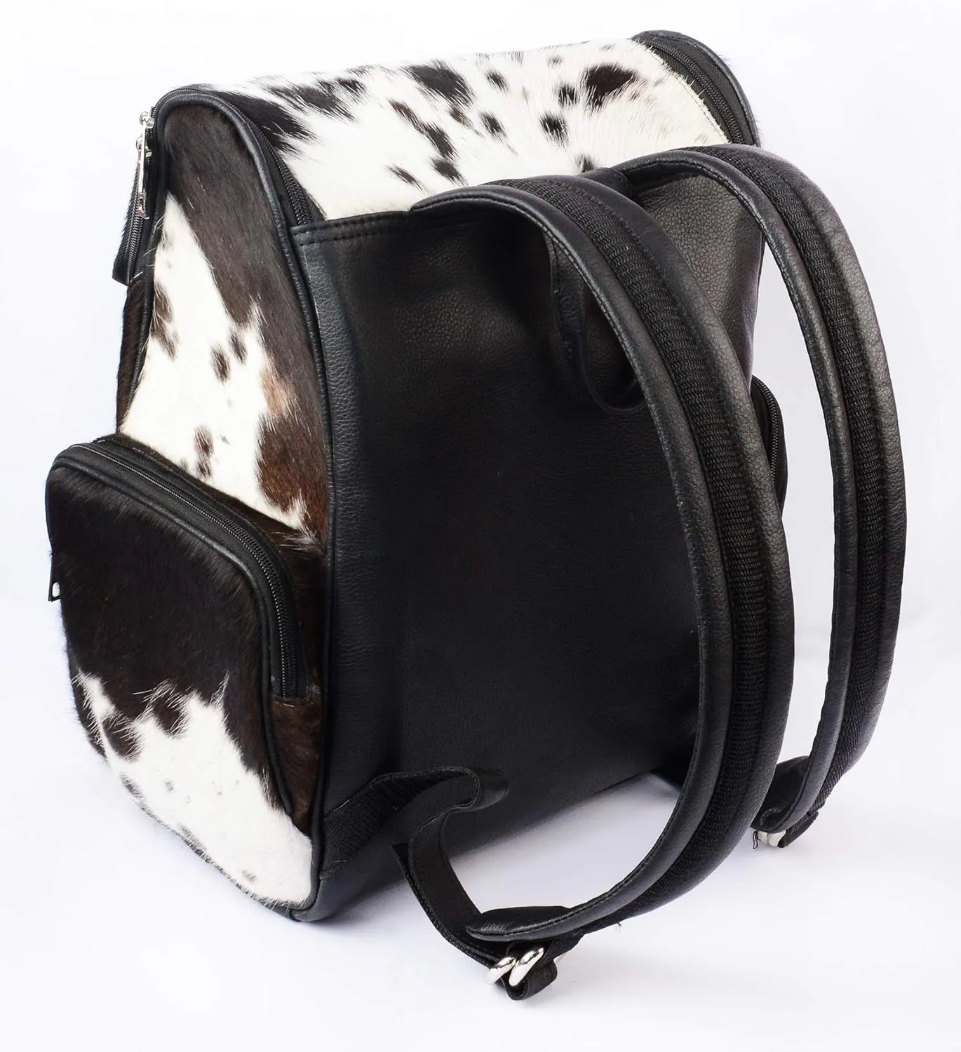 SpazeUp diaper bag - Cowhide Backpack Hair On Brown and White Knapsack Travel Shoulder Bag Dark Brown & White