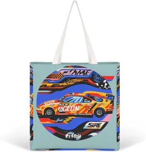 Speed Racing Extreme Sports Canvas Tote Bag Aesthetic Cute Cotton Tote Bag Fashion Tote Shoulder Bag Casual Grocery Shopping Bag for Vacation Work Travel Daily Use Gift