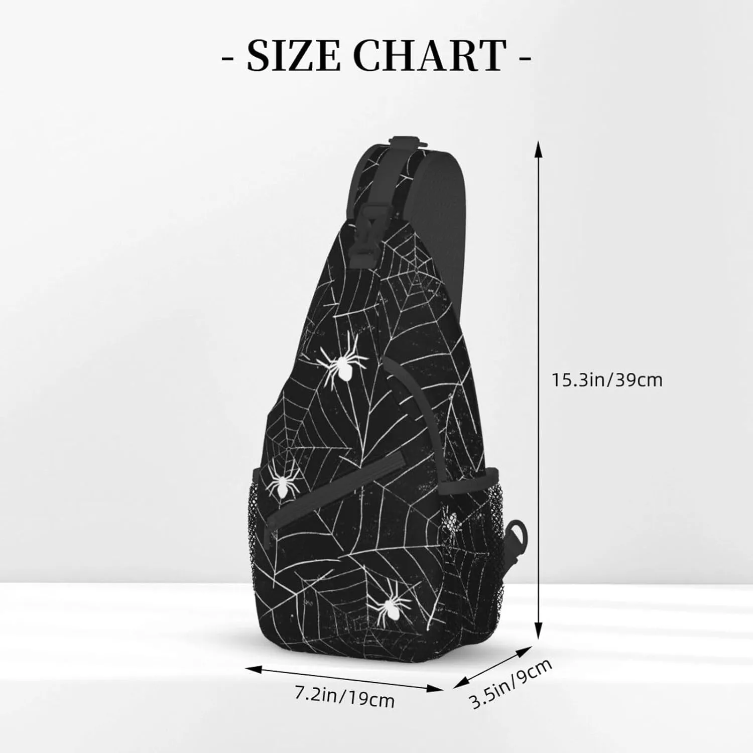 Spider Web Sling Bag for Women Men Seamless Spiderwebs Black and White Grunge Background Crossbody Chest Shoulder Bag Abstract Rough Urban Style Backpack Casual Gym Travel Hiking Daypack