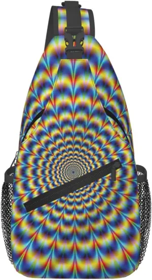 spiral optical illusion gif Print Sling Bag Crossbody Shoulder Backpack Chest Pack for Hiking Travel Climbing