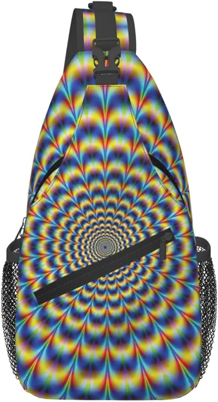 spiral optical illusion gif Print Sling Bag Crossbody Shoulder Backpack Chest Pack for Hiking Travel Climbing