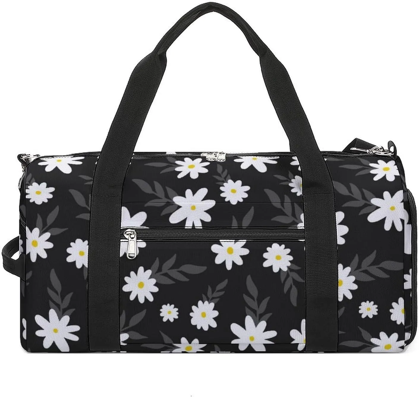 Sport Gym Duffel with Shoe Compartment Wet Pocket, Simple-flower-floral Shoulder Travel Bag for Women Men