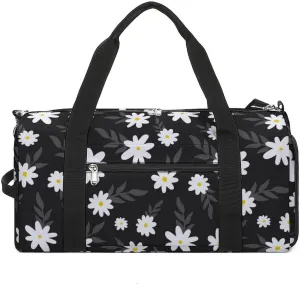Sport Gym Duffel with Shoe Compartment Wet Pocket, Simple-flower-floral Shoulder Travel Bag for Women Men