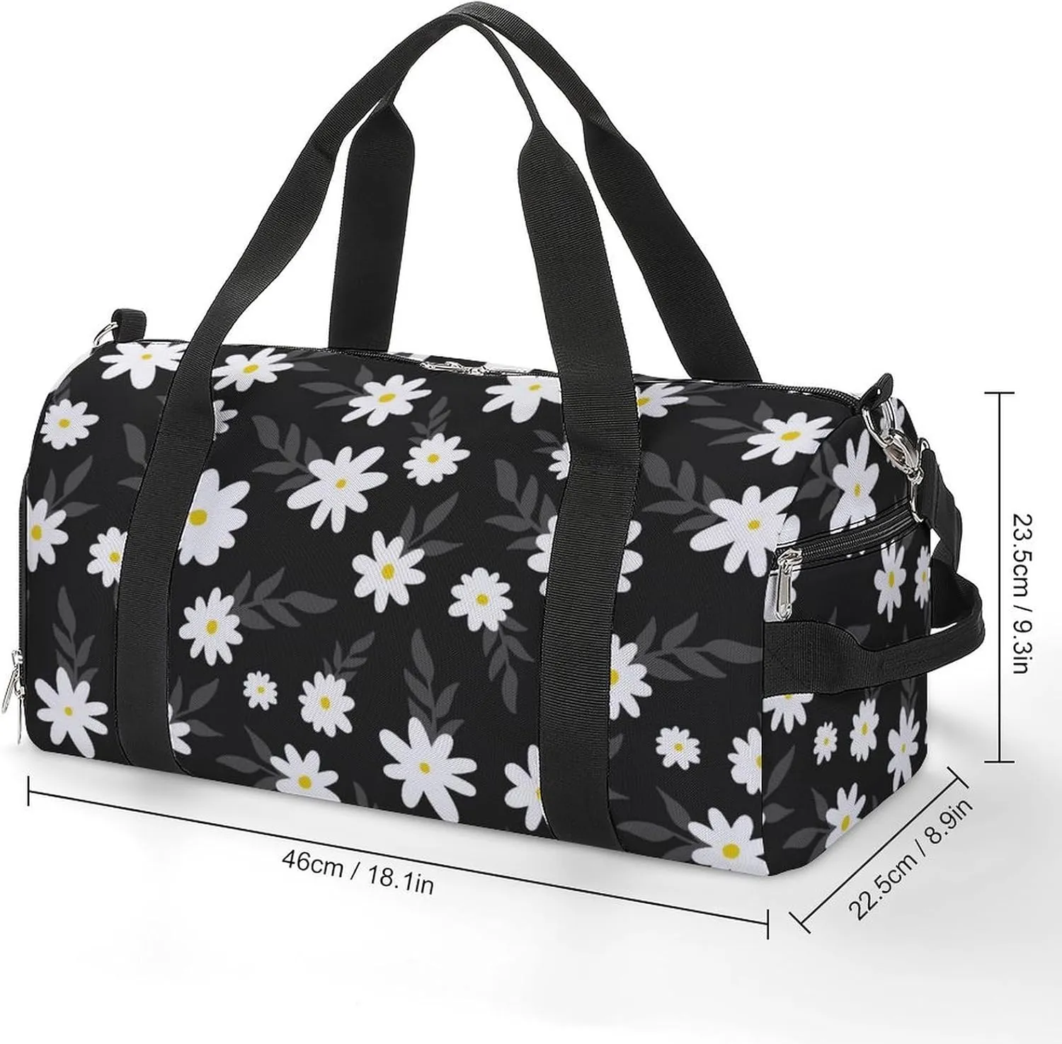 Sport Gym Duffel with Shoe Compartment Wet Pocket, Simple-flower-floral Shoulder Travel Bag for Women Men