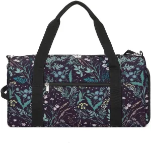 Sport Gym Duffel with Shoe Compartment Wet Pocket, Vintage-floral Shoulder Travel Bag for Women Men