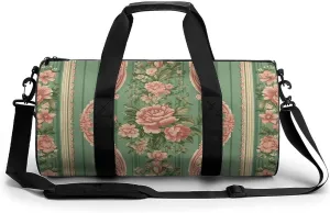 Sports Gym Bag for Women Men Travel Duffel Bag Floral Striped Pattern Weekender Bag Canvas Carry on Overnight Bag for Travel Swimming Fitness Workout Sports Duffle Bag, 17.7in/9in/9in, style