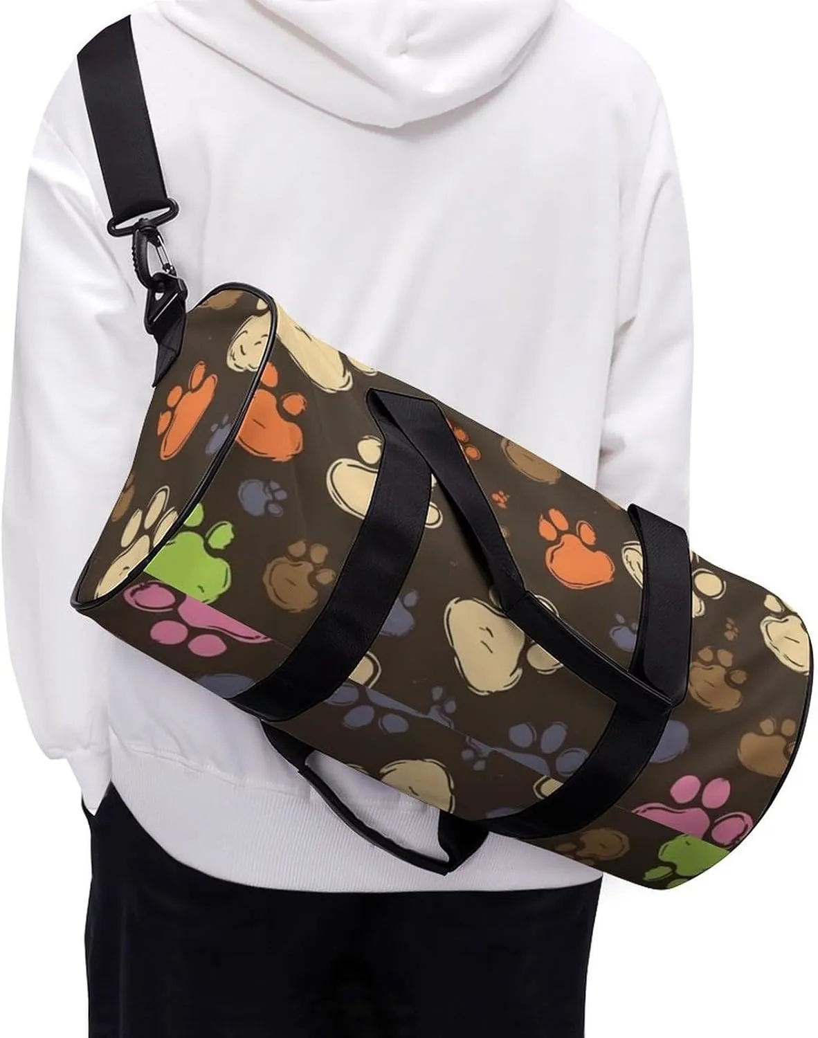Sports Gym Bag for Women Men Travel Duffel Bag Tote Weekender Bag Dog Paws Print Carry on Overnight Bag for Travel Swimming Fitness Workout Sports Duffle Bag