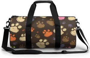 Sports Gym Bag for Women Men Travel Duffel Bag Tote Weekender Bag Dog Paws Print Carry on Overnight Bag for Travel Swimming Fitness Workout Sports Duffle Bag