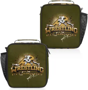 Sports Wrestling Insulated Lunch Box, Reusable Cooler Tote Lunch Bags for Men Women, Portable Leakproof Square Meal Bag for Work Travel Picnic Hiking Daytrip