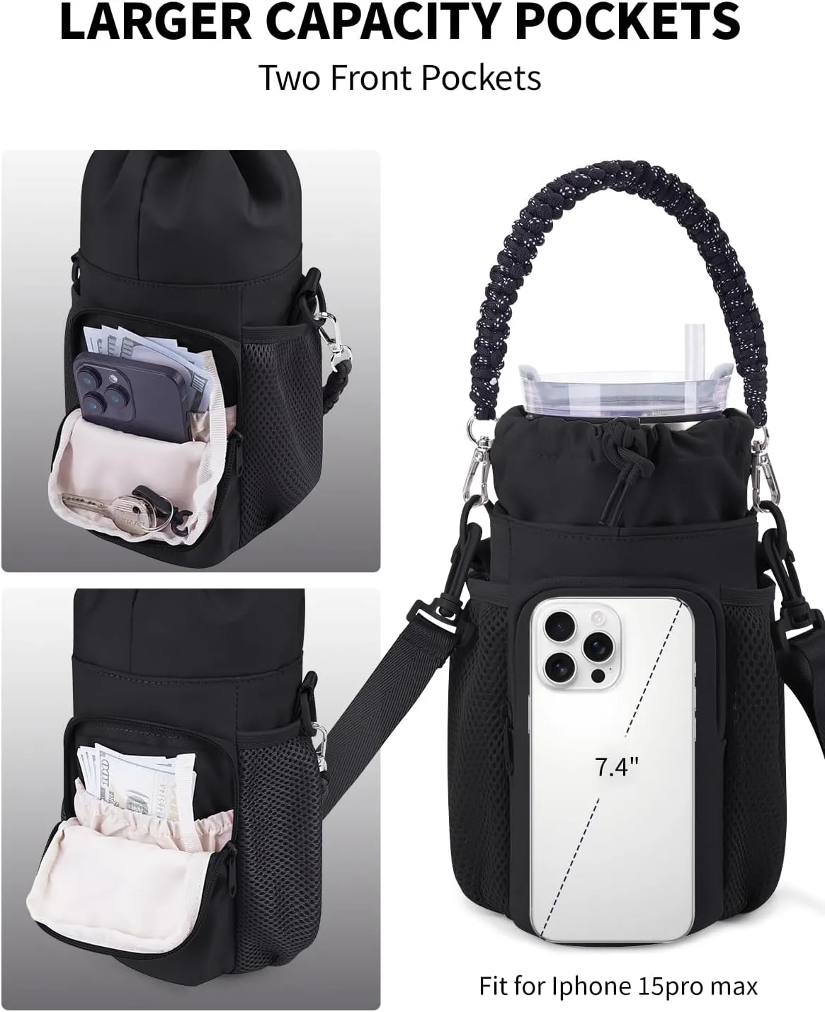 sportsnew Water Bottle Bag Holder Fit for 30/40oz Stanley Brumate era Simple Modern and 32/40/64 oz Without Handle Bottle