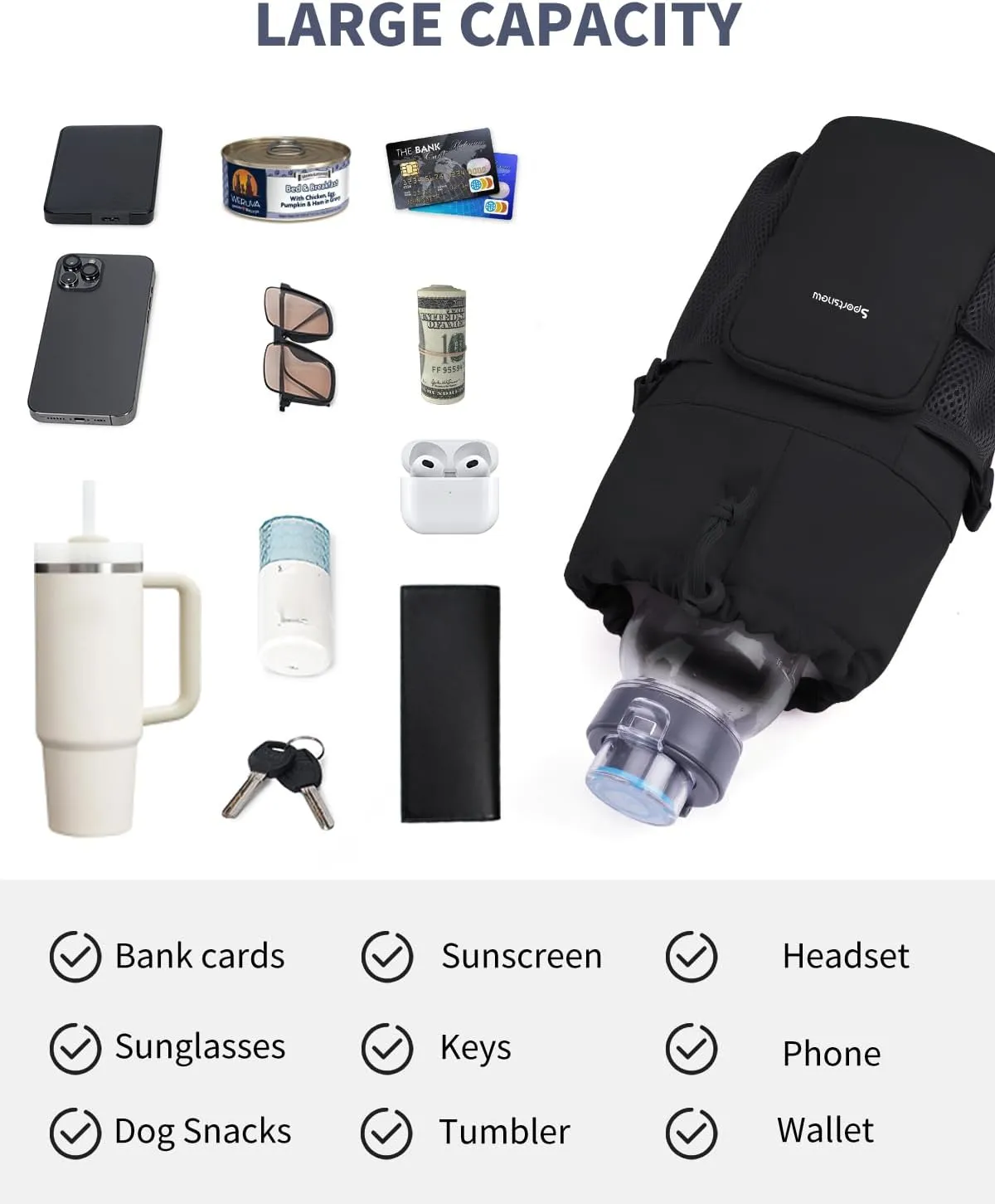 sportsnew Water Bottle Bag Holder Fit for 30/40oz Stanley Brumate era Simple Modern and 32/40/64 oz Without Handle Bottle