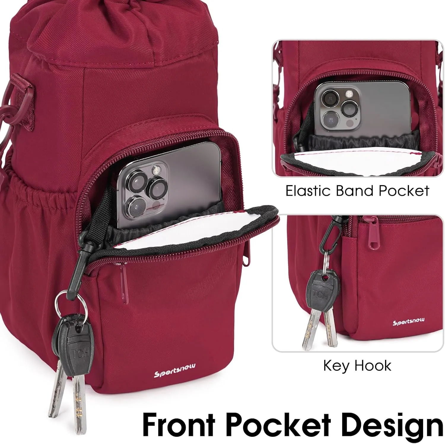 sportsnew Water Bottle Holder with Strap 32oz 40oz Insulated Water Bottle Carrier Sling Bag with Phone Pocket Crossbody