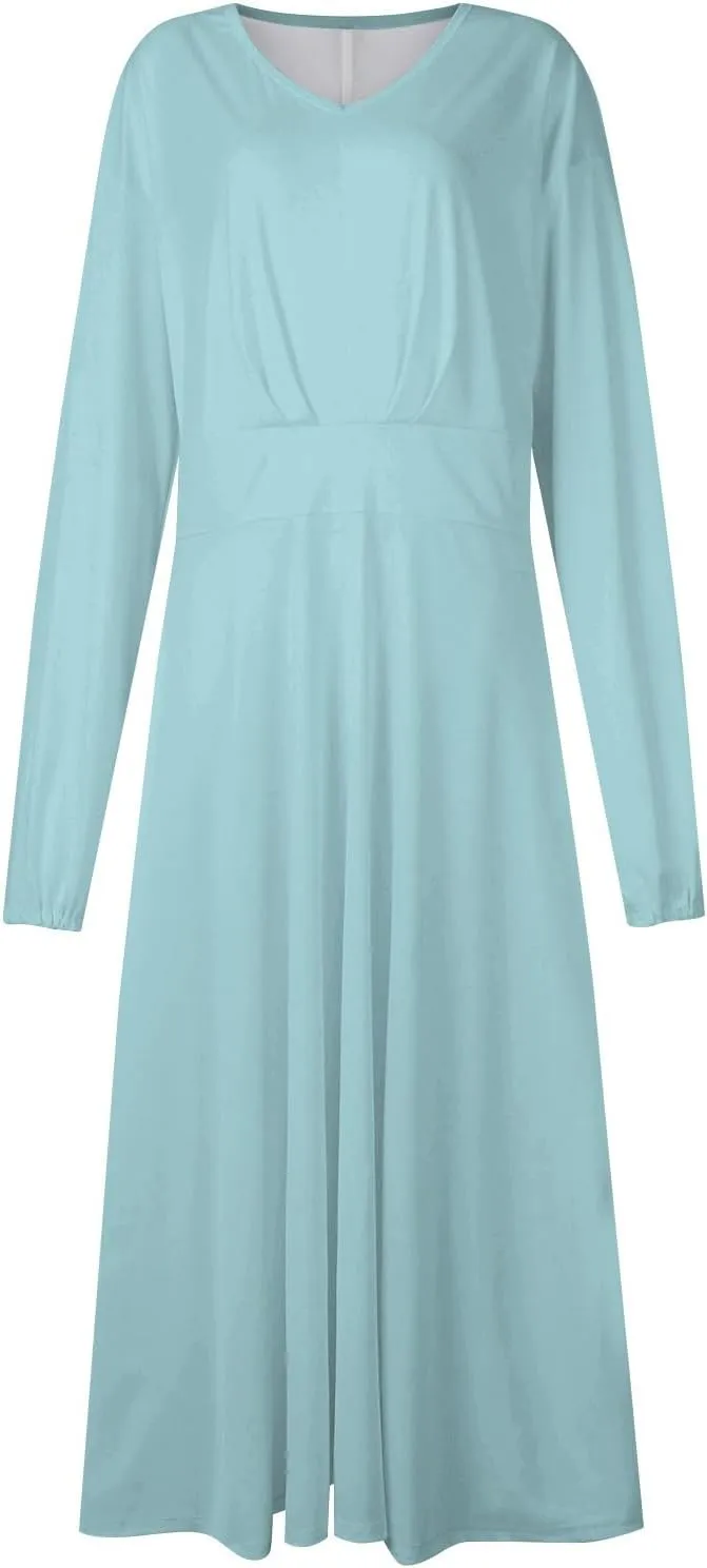 Spring Dresses for Women 2024 New Years Eve V-Neck Long Sleeve Gradient Plus Size Dresses for Curvy Formal Trendy