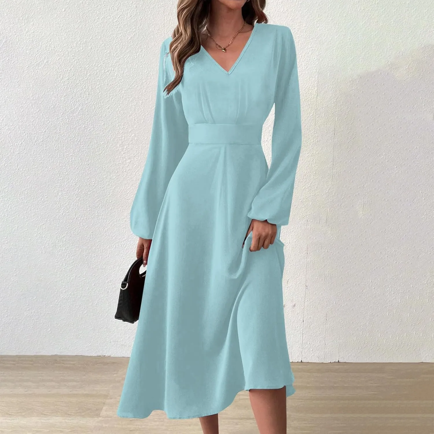 Spring Dresses for Women 2024 New Years Eve V-Neck Long Sleeve Gradient Plus Size Dresses for Curvy Formal Trendy
