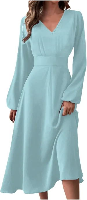 Spring Dresses for Women 2024 New Years Eve V-Neck Long Sleeve Gradient Plus Size Dresses for Curvy Formal Trendy