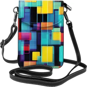 Square Geometry Diagram Women'S Crossbody Bag, *Zipper Phone Wallet, Cute Purse, Shoulder Bag, Detachable Shoulder Strap