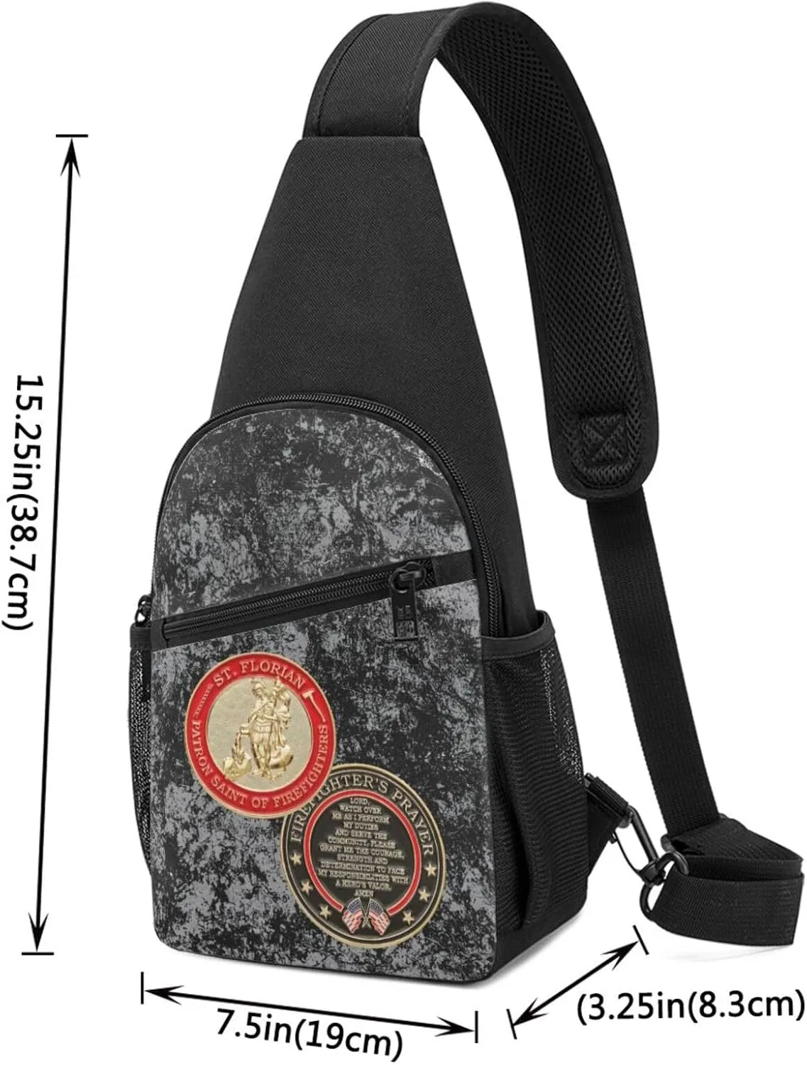 St Florian Patron Saint of Firefighters with Hero's Sling Bag Crossbody Backpack Shoulder Casual Daypack Bags for Men Women