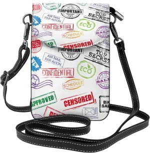 Stamp Set Collection Print Small Crossbody Bags for Women Leather Cell Phone Purses Mini Leather Shoulder Handbag Adjustable Strap