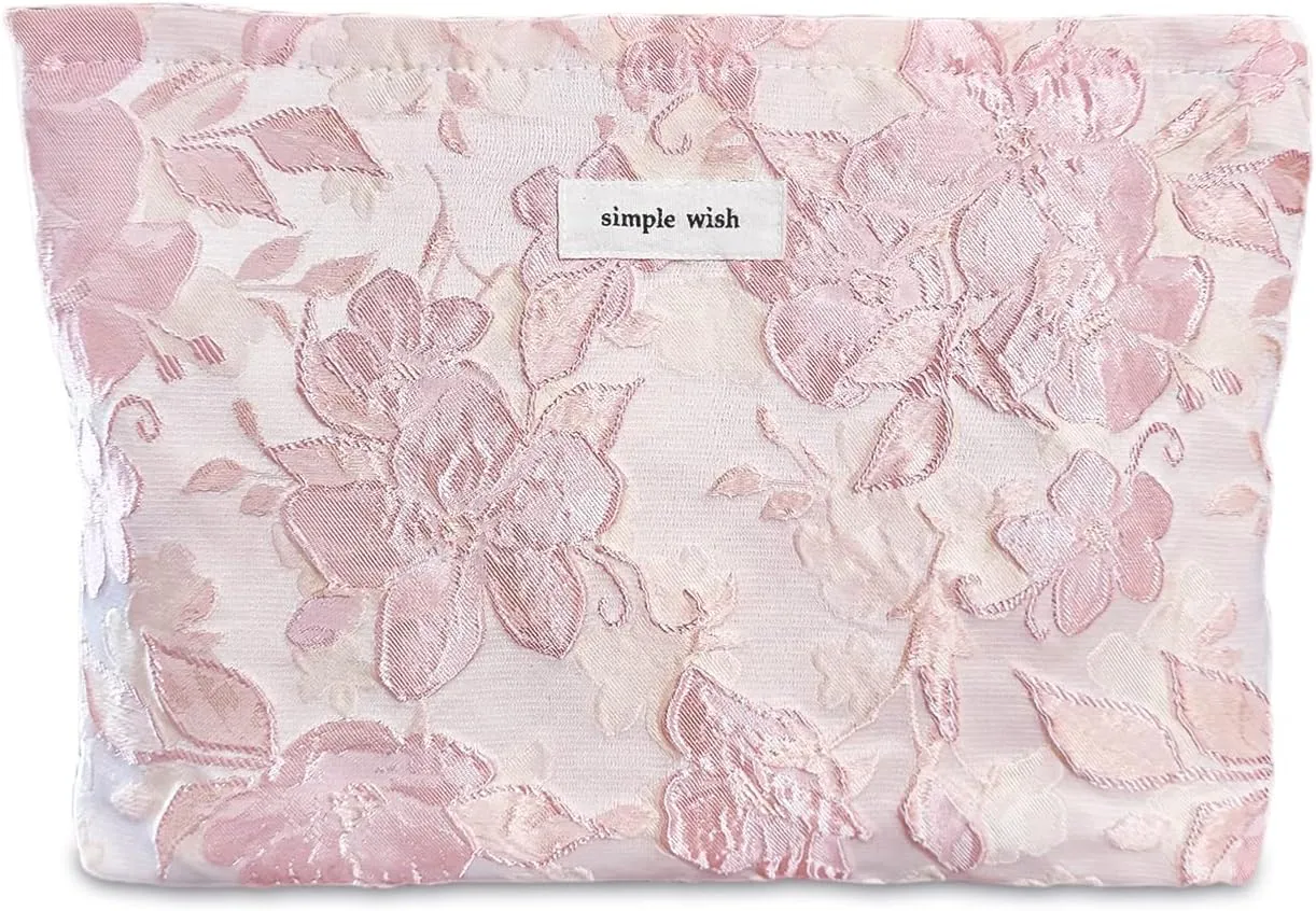 STARDW Aesthetic Floral Makeup Bag Cute Small Cosmetic Bags for Women Girls, Travel Toiletry Bag Large Capacity Zipper Makeup Pouch, Purse Organizer Pouches