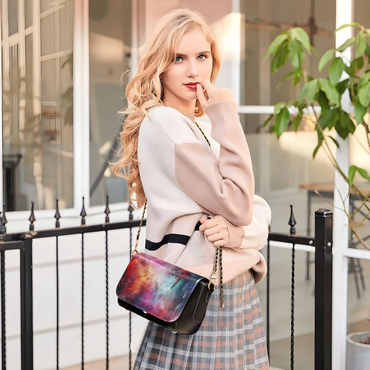 Starry Night with Sand and Moon Pu Leather Shoulder Bag for Women, Shoulder Bags for Women, Leather Shoulder Bags
