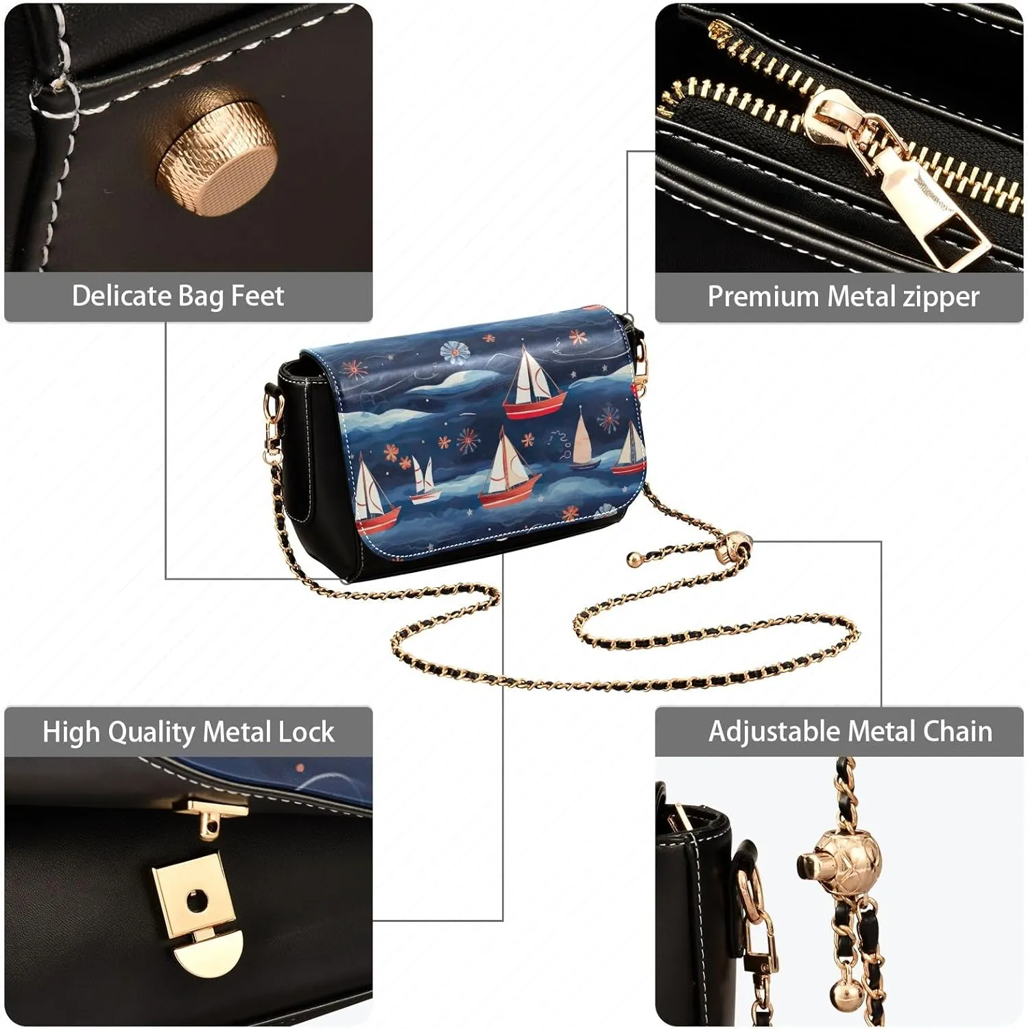 Starry Night with Sand and Moon Pu Leather Shoulder Bag for Women, Shoulder Bags for Women, Leather Shoulder Bags