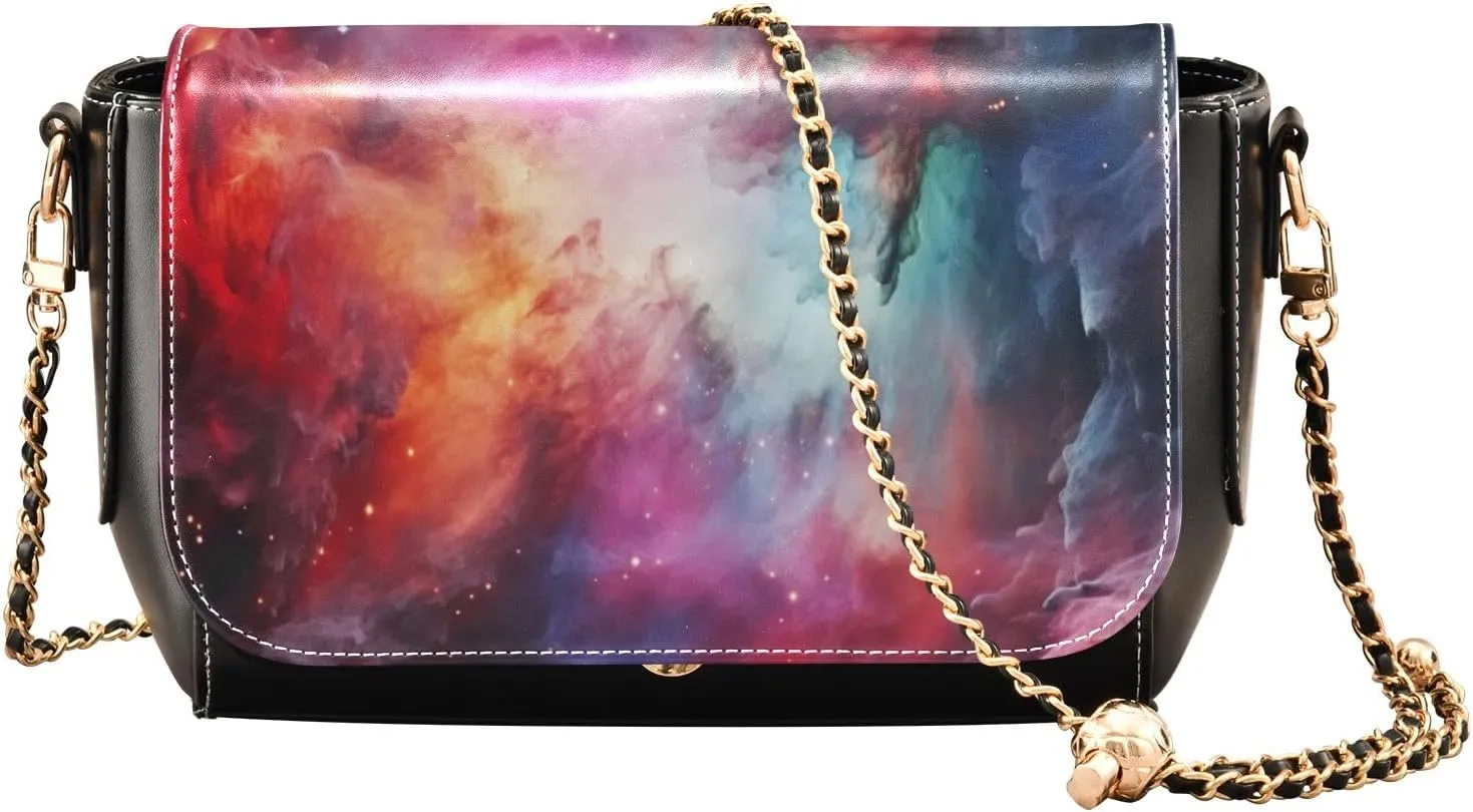 Starry Night with Sand and Moon Pu Leather Shoulder Bag for Women, Shoulder Bags for Women, Leather Shoulder Bags
