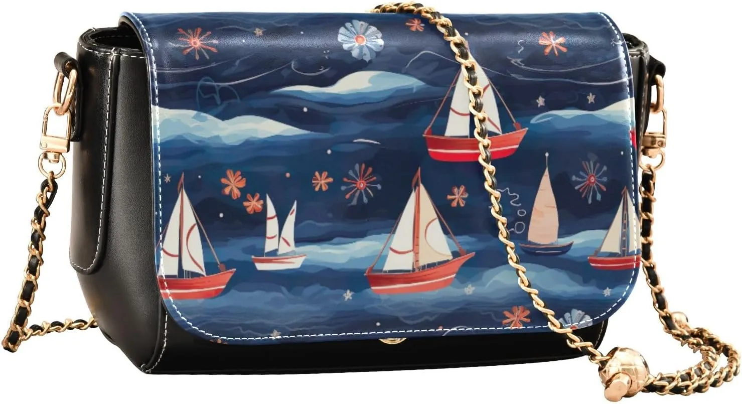 Starry Night with Sand and Moon Pu Leather Shoulder Bag for Women, Shoulder Bags for Women, Leather Shoulder Bags