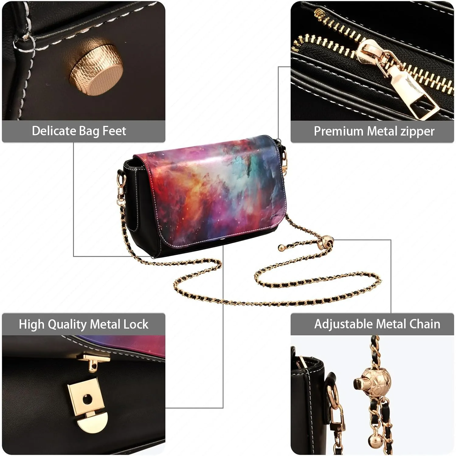 Starry Night with Sand and Moon Pu Leather Shoulder Bag for Women, Shoulder Bags for Women, Leather Shoulder Bags