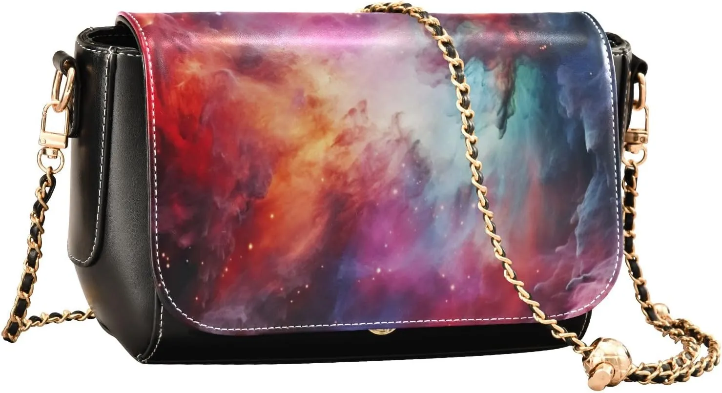 Starry Night with Sand and Moon Pu Leather Shoulder Bag for Women, Shoulder Bags for Women, Leather Shoulder Bags