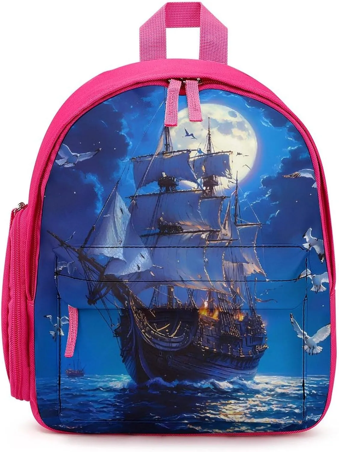 Steamship Moon Backpack Small Shoulder Bag Travel Bag Casual Daybacks Handbags One Size