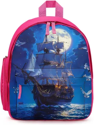 Steamship Moon Backpack Small Shoulder Bag Travel Bag Casual Daybacks Handbags One Size