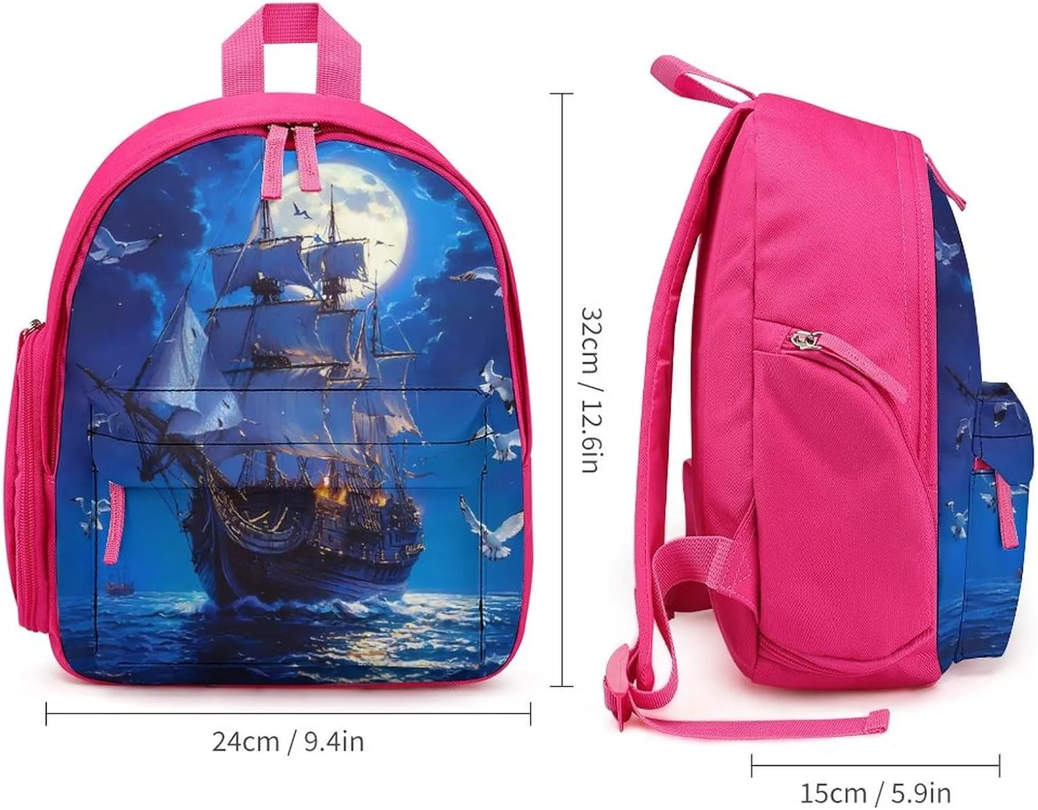Steamship Moon Backpack Small Shoulder Bag Travel Bag Casual Daybacks Handbags One Size