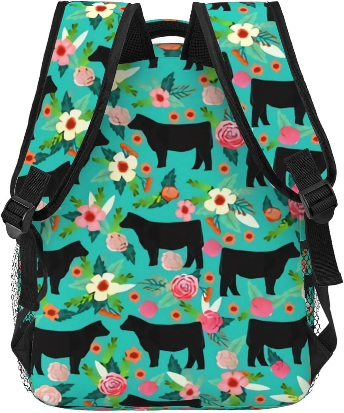Steer Floral Show Steer Cows Farm Barn Florals Backpack Laptop Backpack Sports Travel Shoulder bag Light casual backpack