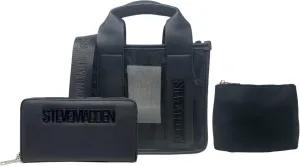 Steve Madden Mesh Bwebber Bag with Wallet and Accessory Pouch (Black Mesh)