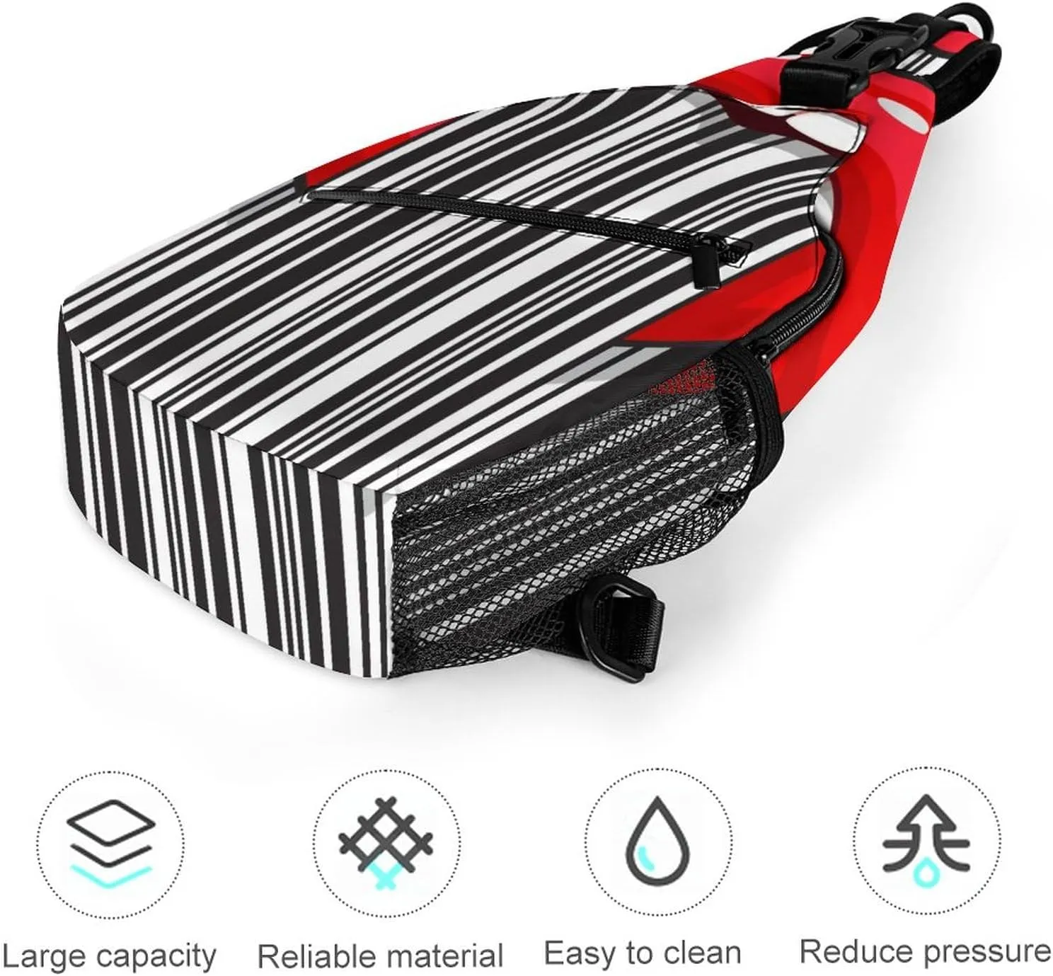 Strip Mouth Tongue Crossbody Sling Backpack Funny Open Mouth Sling Bag Adjustable Travel Hiking Chest Bags Daypack