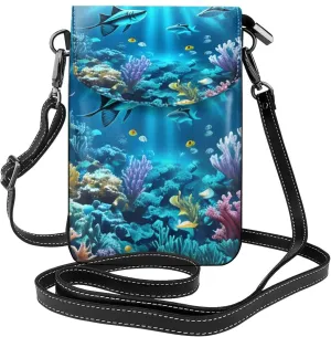 Submarine Coral Rays Zippered Crossbody Bag, Women'S Shoulder Bag With Card Slot, &Removable Shoulder Strap, 7.6 X 4.9 In.