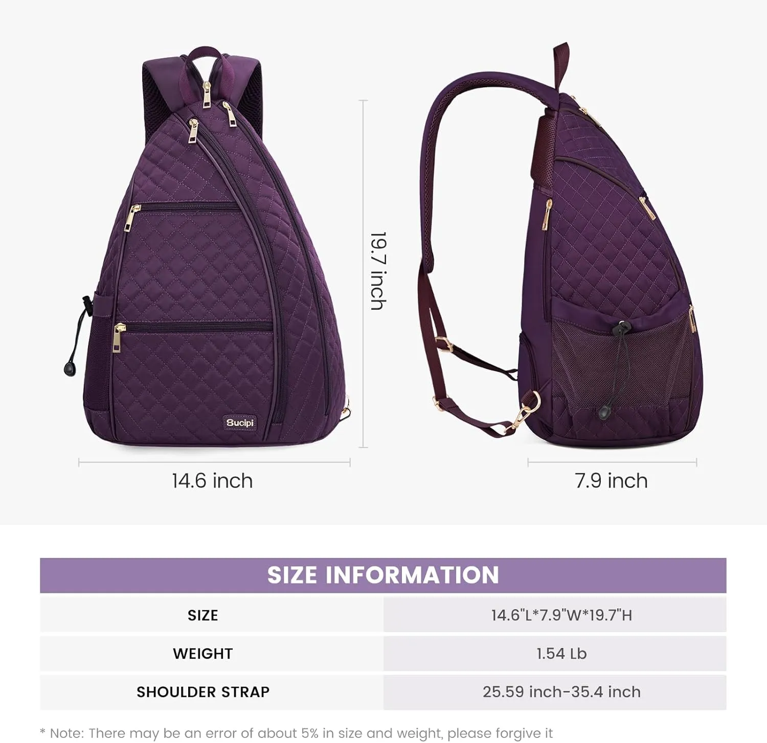Sucipi Women's Pickleball Backpack - Quilted Crossbody Sling Bag for Tennis & Pickleball Paddle