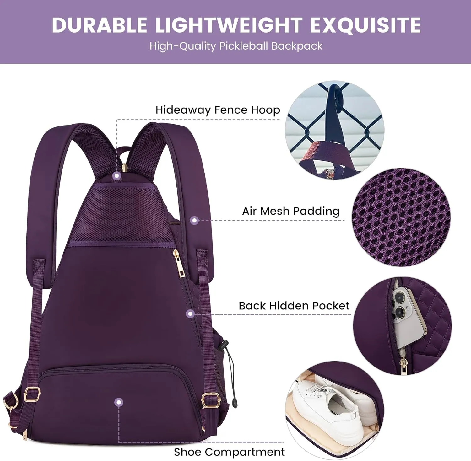 Sucipi Women's Pickleball Backpack - Quilted Crossbody Sling Bag for Tennis & Pickleball Paddle