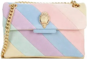 Suede Rainbow Striped large Kensington Shoulder Bag Kurt Geiger London