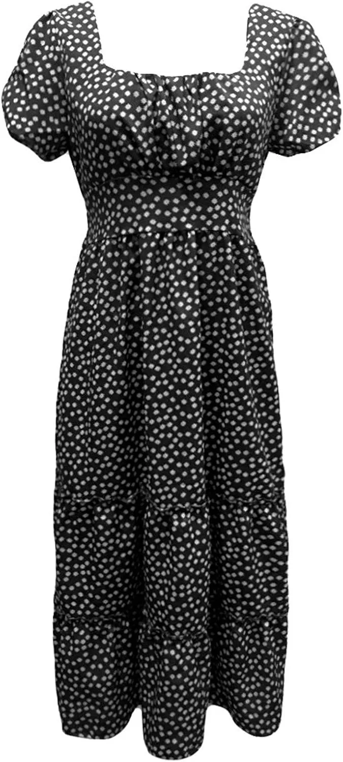 Summer Dresses for Women 2025 Polka Dot Chiffon Elegant Flowy Summer Dress Loose Tiered A Line Boho Beach Sundress